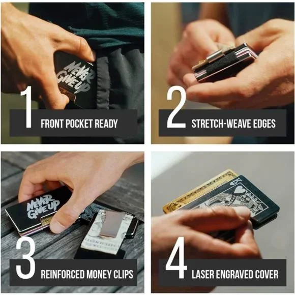 The Blade Minimalist Aluminum Wallet, Metal Blocking Card Holder and Money Clip
